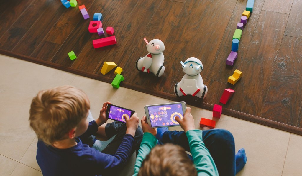 Robot and toy blocks teach programming 