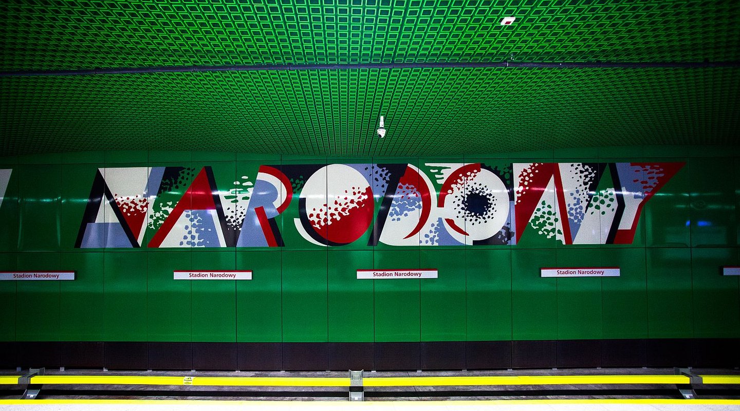 Warsaw metro second line, sign by W.Fangor